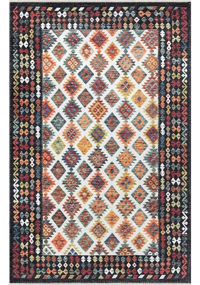 Valencıa 1505 Renkli Kaymaz Taban Yıkanabilir Modern Halı Kilim Çok Renkli