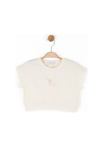 Nk Kids Kız Çocuk Pamuklu Crop Tshirt-15554 Bej