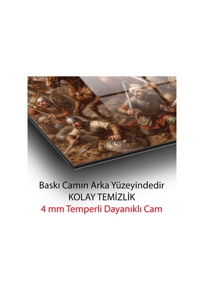 Fatih Sultan Mehmed İstanbul Fethi Savaşı Temalı Tarihi Dekoratif Cam Tablo Şehir Temalı Dekoratif Duvar Tablosu, Salon Ve Ofis Dekoru,