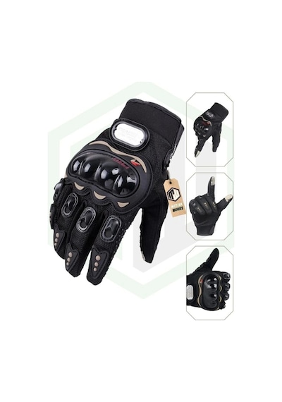 Motiva Unisex Siyah Mpro Korumalı Motosiklet Eldiveni Dokunmatikli