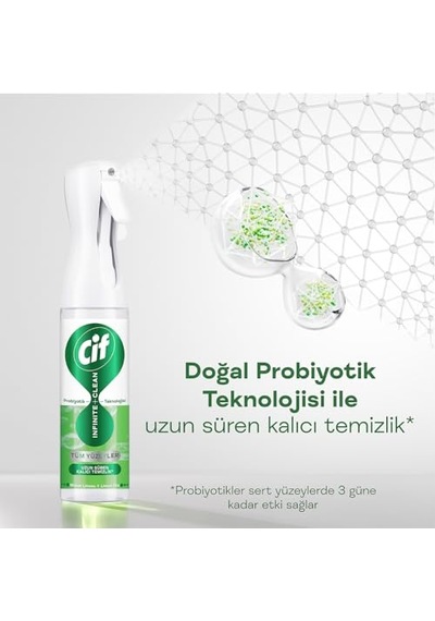 Infinite Clean Doğal Probiyotikli Sprey Tüm Yüzeyler İçin Misket Limonu & Limon Otu 280 Ml 10'lu Set