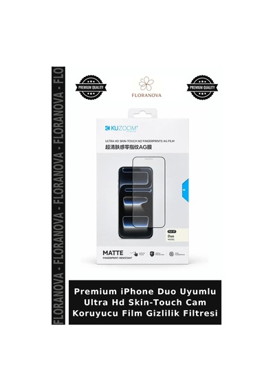 Premium Apple iPhone Duo Uyumlu Ultra Hd Skin-touch Cam Koruyucu Film Gizlilik Filtresi