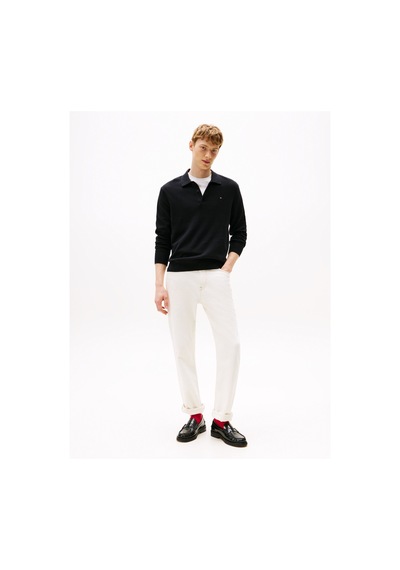 Tommy Hilfiger Pıma Org Ctn Cashmere Ls Polo Erkek Siyah Kazak - Mw0mw36519
