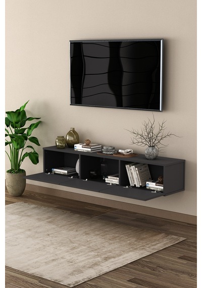 Asra Trend Tv Ünitesi Tv Sehpası T-27 %100 MDF Duvara Monte Askılı Ünite Antrasit