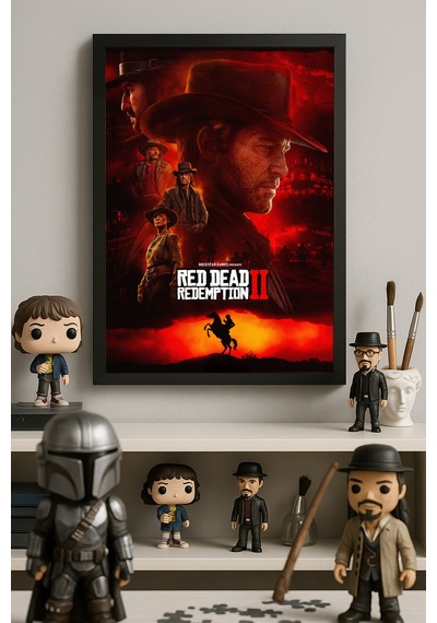 Red Dead Redemption 2 Siyah Ahşap Çerçeveli Poster, Dekoratif Oyun Duvar Tablosu