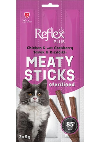 Reflex Meaty Sticks Tavuklu Ve Kızılcıklı Kedi Ödül Çubuğu 3 x 5 G