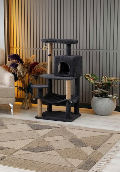 Çok Katlı Yıkanabilir Kedi Tırmalama Ve Oyun Evi- Dubai Gri
