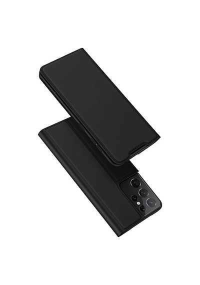 Dux Ducis Sm Samsung Samsung Galaxy Uyumlu S21 Ultra Kılıf Flip Cover Kılıf Skinpro Series- 5775 Siyah