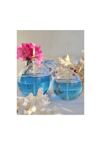 Kandillo Mavi Kandil Yağı Kokusuz Dumansız Iç Mekan Gaz Lambası Yakıtı 400 Ml 1 Metre Fitil Abundance Prosperity