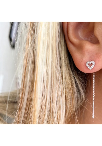 Simurg Jewellery 14 Ayar Beyaz Altın Taşlı Küpe