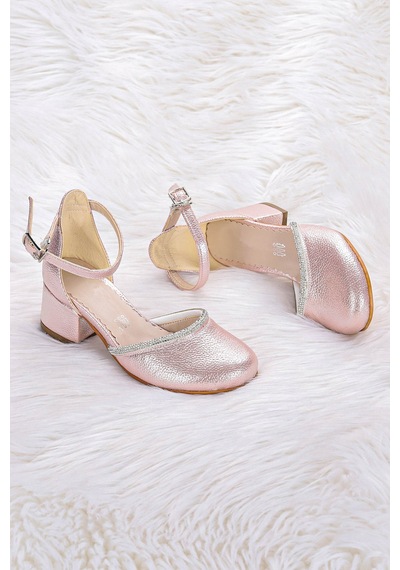 Kiko Kids Ressa Taşlı Kız Çocuk 5 Cm Topuklu Sandalet Abiye Ayakkabı Gümüş