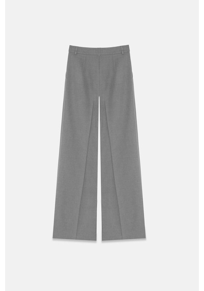 Kadın Gri Çift Pileli Oversize Pantolon Gri