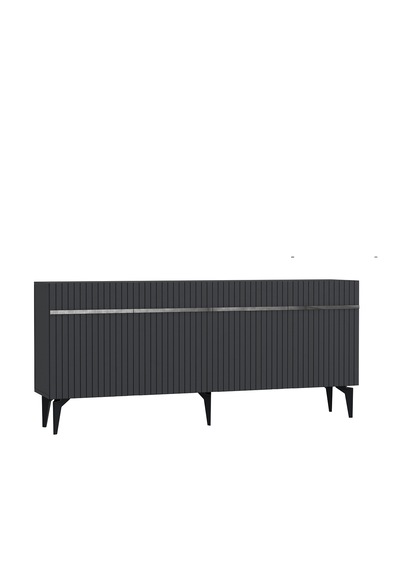Fontana Lazer Pleksi Desen Konsol Tv Sehpası Çok Amaçlı Dolap 180 Cm Ag Antrasit - Gümüş