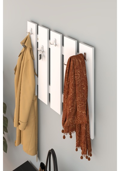 Modern Beyaz Duvar Çit Askılık - 75 Cm Dekoratif 5'li Antre Ve Elbise Askısı Beyaz Beyaz Modern Beyaz Duvar Çit Askılık - 75 Cm Dekoratif 5'li Antre Ve Elbise Askısı Beyaz Beyaz