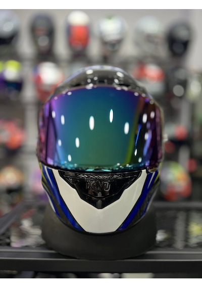 Kyt NZ-Race Carbon +1 Irıdyum Vizör Motosiklet Kaskı Mavi