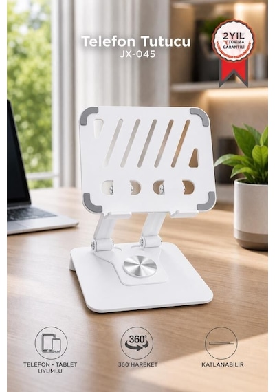 Özel Üretim Konfor Destek Ergonomik Katlanabilir Masaüstü Telefon Tablet Tutucu Jx045 Beyaz Diğer