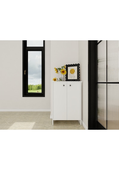 Assos 2 Kapaklı Ayakkabılık / Dolap Beyaz