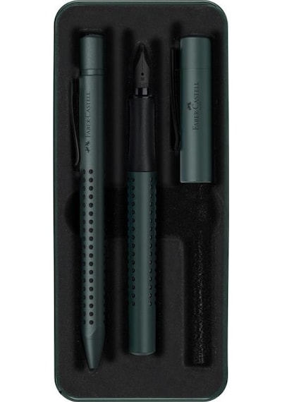 Faber Castell Grip Edition Dolma Kalem-tükenmez Kalem Matal Kutu Hediye Seti Mistletoe Yeşil