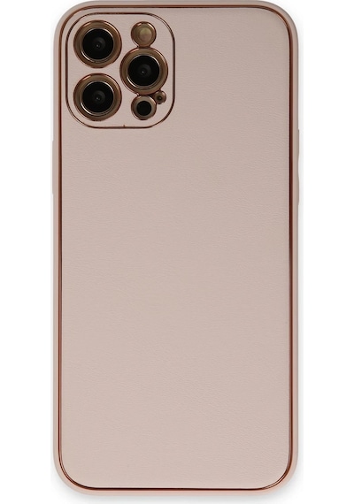 Ilkeshop Newface Apple iPhone Uyumlu 12 Pro Max Kılıf Coco Deri Silikon Kapak - Pudra