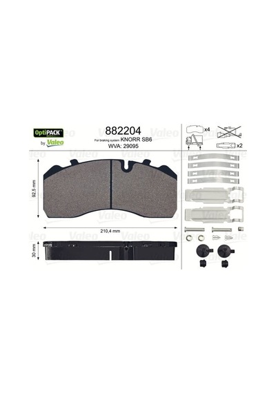VALEO 882204 Disk Fren Balatası (Optıpack) Mercedes-Benz Atego Man M2000 (19.5'' Tekerlek İçin)