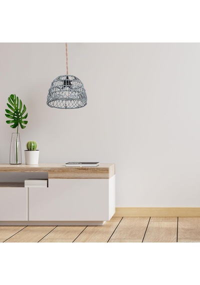 Homyl Rustik Rattan Örgü Retro Avize Işık Kapağı Ev Mavi Mavi