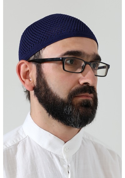 Örme Esnek Orlon Namaz Takke - Lacivert - Smz