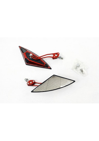 Motosiklet Ve E Bike Universal Ayna Tk 8mm Ve 100mm Bağlantılı Kırmızı Renk Kırmızı - Siyah