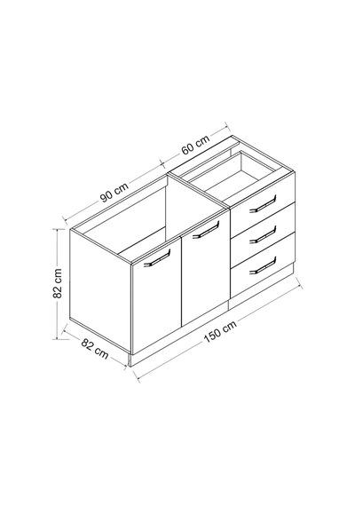 Minar 150 Cm Mutfak Dolabı Beyaz 150-B1-Alt Modül Beyaz