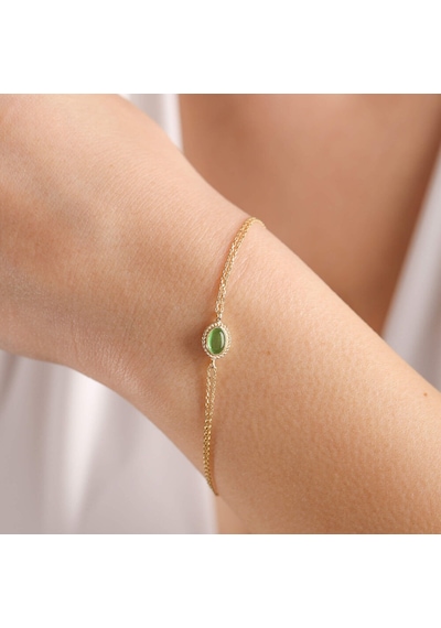 Altın Vintage Bileklik Opal Green Sarı Altın