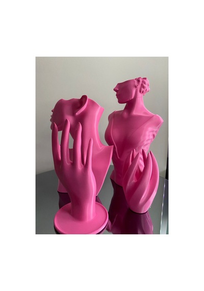 Pembe 4lü Set Dekoratif Takı Organizer Manken Standı Makyaj Mücevher Kolye Tasarım Sergi Yüzük