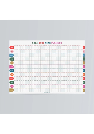2026-2027 Akademik Duvar Takvimi Eylül Başlangıçlı Yıllık Planlayıcı Renkli Minimalist Duvar Pla
