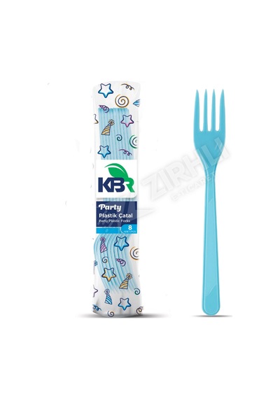 Kbr Party Plastik Çatal Mavi 8'li Çok Renkli