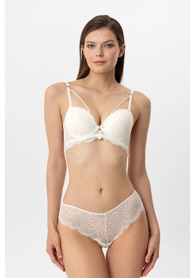 Pierre Cardin Milan Push Up Dantelli Sütyen Takım Ekru
