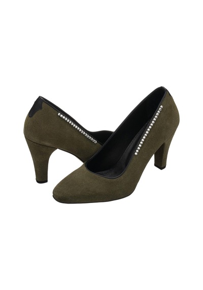 Costo Shoes 40-41-42-43-44 Numara Ays7986 Haki Süet Deri Topuklu Özel Seri Kadın Stiletto Haki