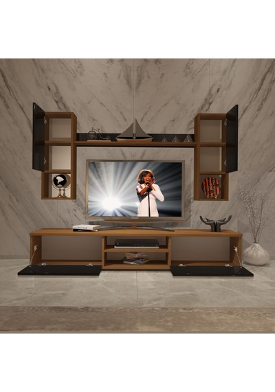 Decoraktiv Eko 5da Slm Dvd Tv Ünitesi Tv Sehpası Ceviz - Siyah