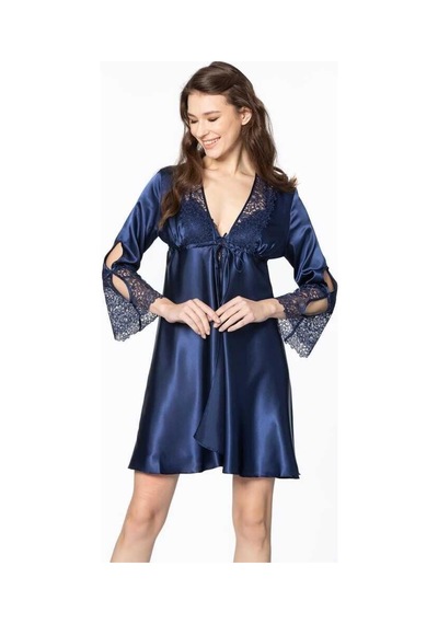 Pierre Cardin 6'lı Kaplı Midi Lacivert Gecelik Sabahlık Set 6625 Lacivert