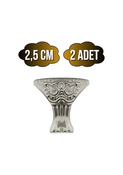 Pati Metal Ayak Çeyiz Ve Hediye Kutusu Mobilya Ayağı 2,5cm Gümüş 2 Adet Gümüş
