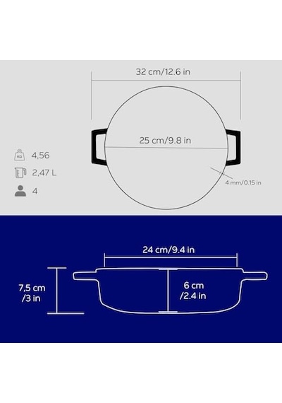Döküm Tencere 24x24x11 5 Çok Renkli