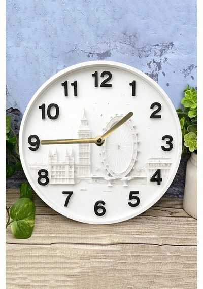 Londra Esintili Mdf Duvar Saati 3d Görünümlü 2d Hd Baskı 33 Cm Sdw280 Renkli