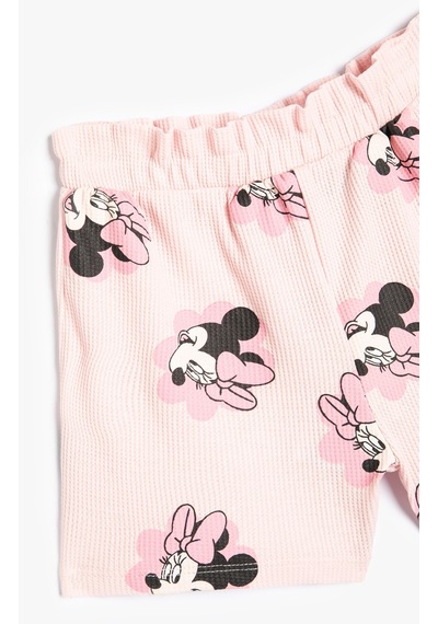 Koton Minnie Mouse Şort Lisanslı Pamuklu Pembe Desenli 4smg40063ak Pembe