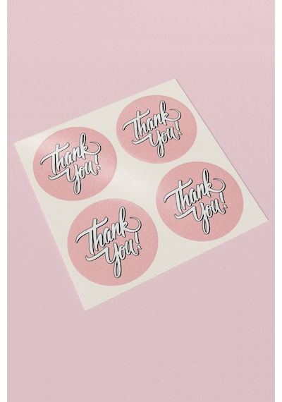 Pembe Thank You Kargo Sticker 3x3cm St2160 Çok Renkli