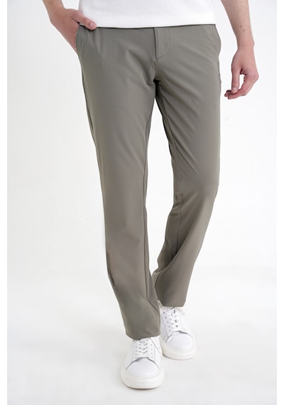 Regular Fit Yan Cep Doku Desenli Beli Lastikli Haki Pantolon P 1212