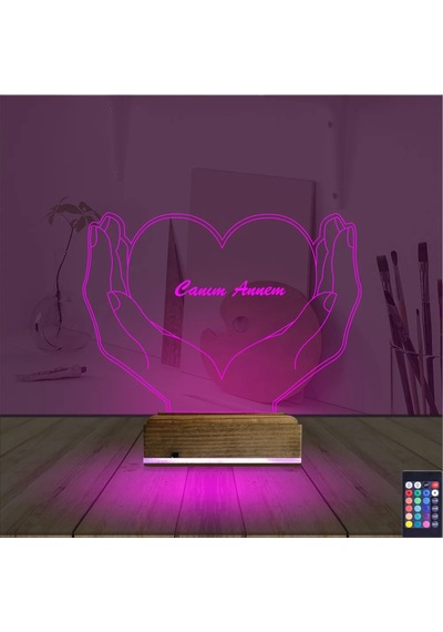 Luvivia Kalp Sevgiliye Hediye Kişiye Özel 3d Lamba - Masa Gece Lambası V6 Şeffaf
