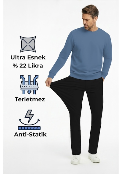 Goffra Erkek Flexon Ultra Esnek Relaxed Beli Lastikli Jogger Pantolon Siyah M702-r0433-07 Siyah