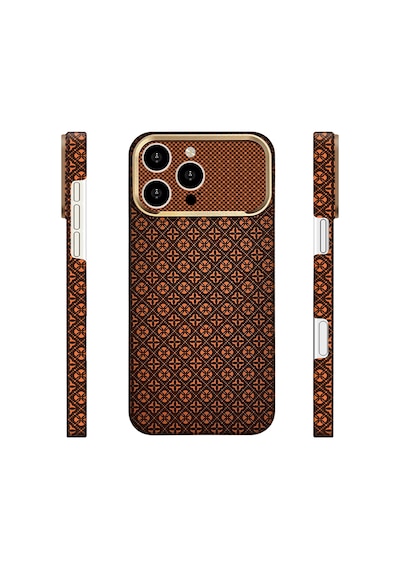 Apple iPhone Uyumlu 16 Pro Kılıf Magsafe Şarj Özellikli Premium Retro Çiçek Desenli Kamera Ve Lens Korumali Velix Sert Pc Kapak Kahverengi