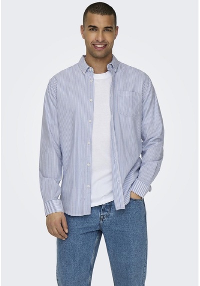 Only & Sons Only&sons Erkek Çizgili Gömlek 22027766 Açık Mavi