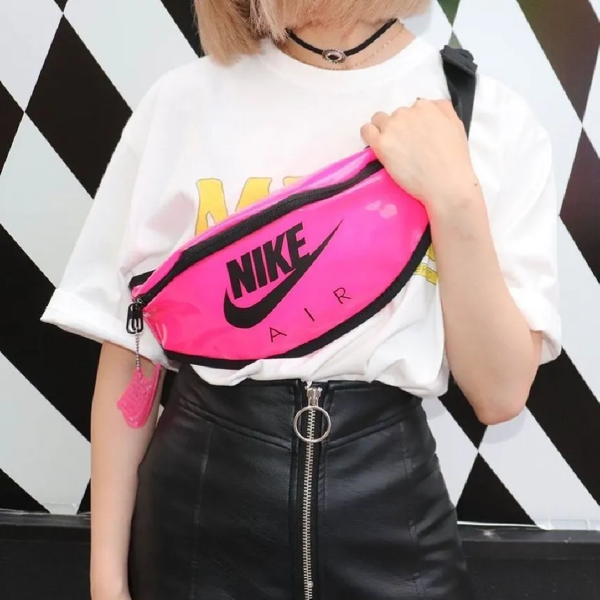 Nike Air Heritage Fanny Pack Zip Hip Waist Bag Bum Belt Thermo Plastic Key Ring Pembe