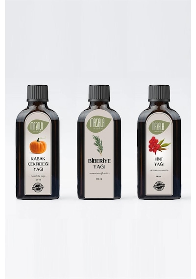 Masala Biberiye + Hint + Kabak Çekirdeği Yağı 3 x 100 ML