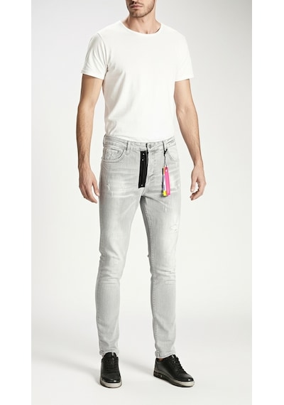 Barmore Grey Wash Jean Badge Patch Erkek Gri