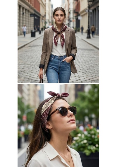 İki Mevsim Paisley Desen 55x55cm Bandana/fular Çok Renkli